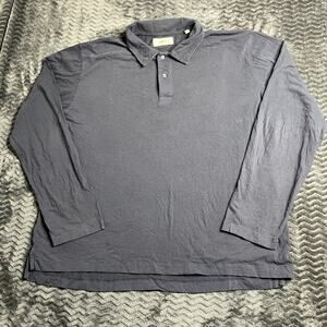 Buck Mason Sueded Cotton Long Sleeve Polo Navy size 2XL